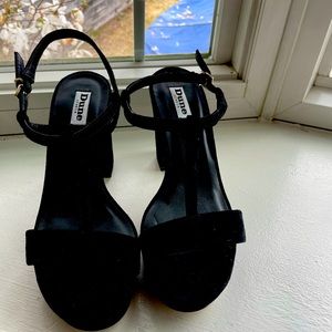 Dune London velvet black platform Sandals